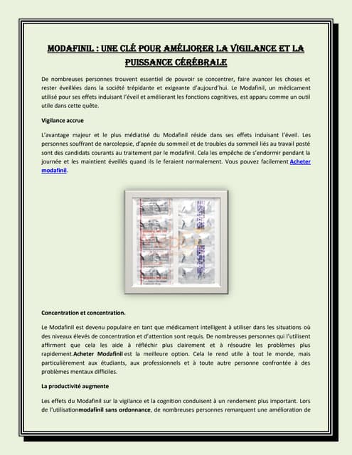 Modafinil Où Acheter