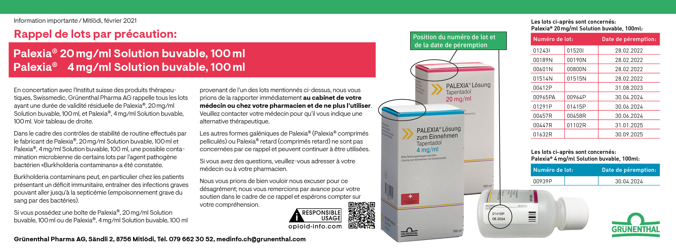 Palexia de 100 mg