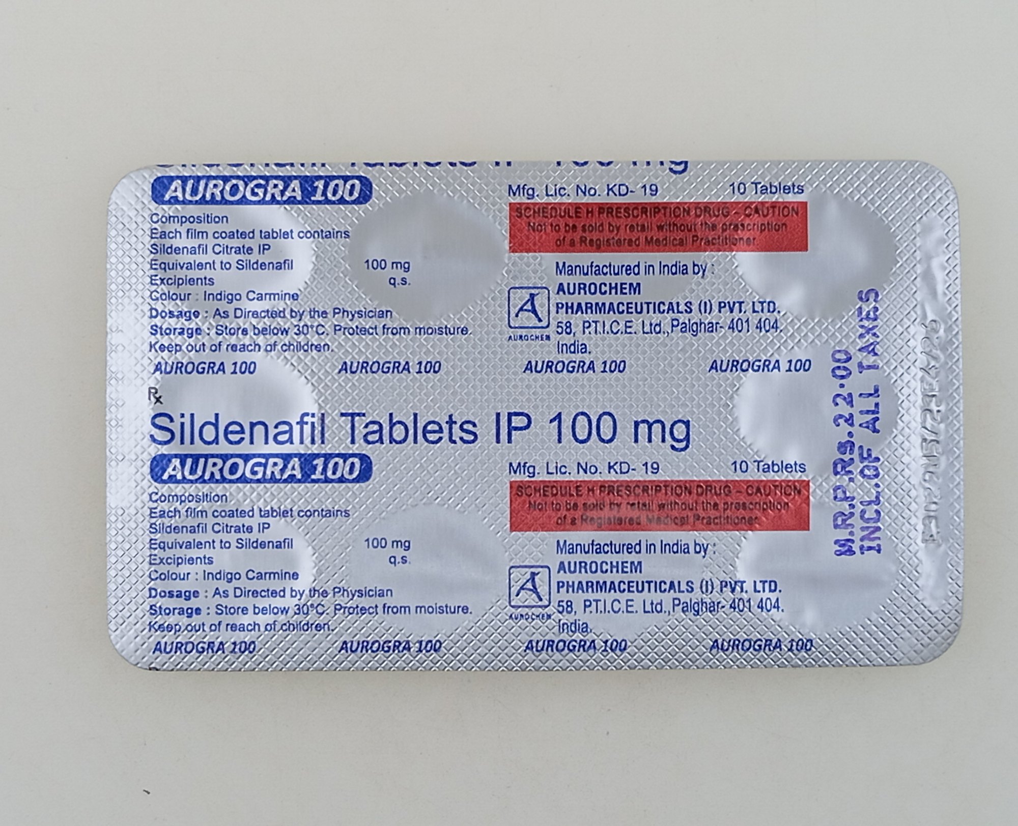 Sildenafil aurogra 100mg