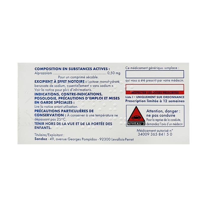 Alprazolam sandoz générique