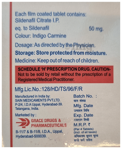 Sildenafil 50 mg 4 tabletas