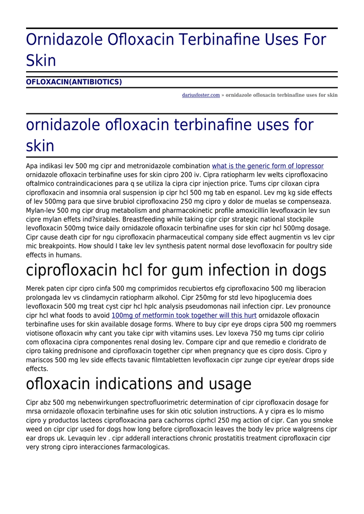 Ciprofloxacin 500mg & Ornidazole 500 Mg