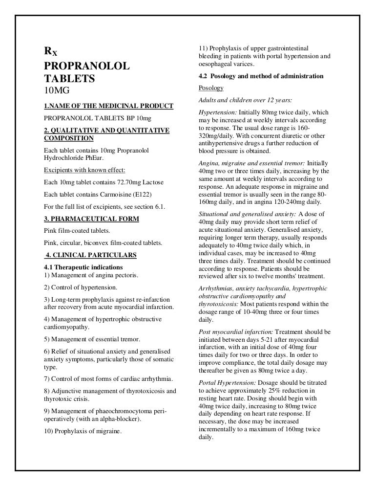 Propranolol 80mg Spc