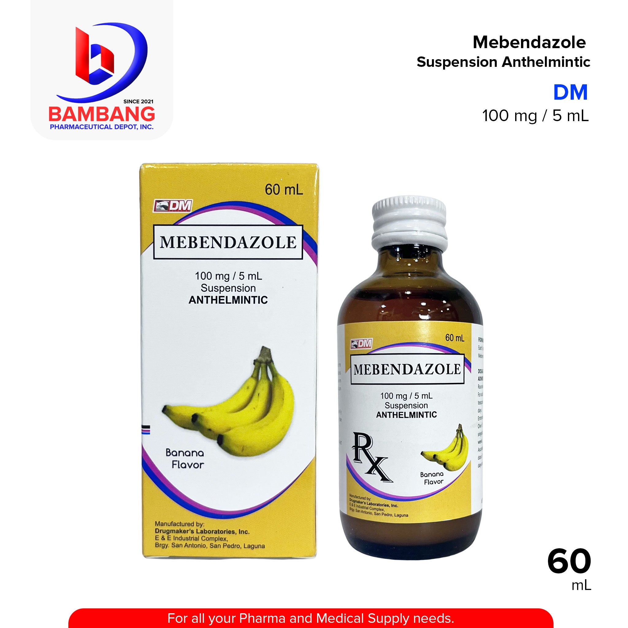 Mebendazole de 100 mg