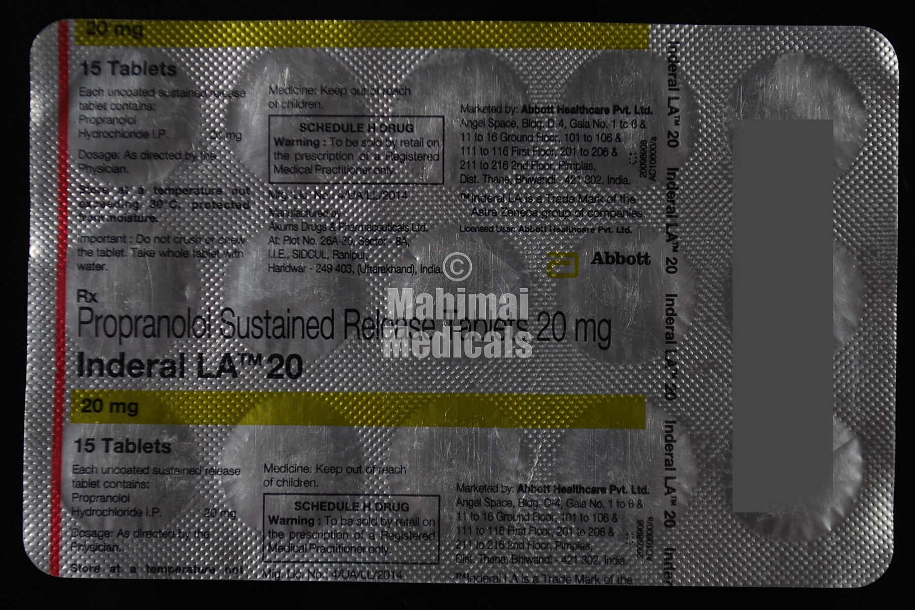 Inderal 20 mg