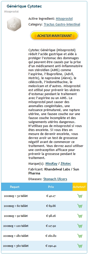 Coût Misoprostol