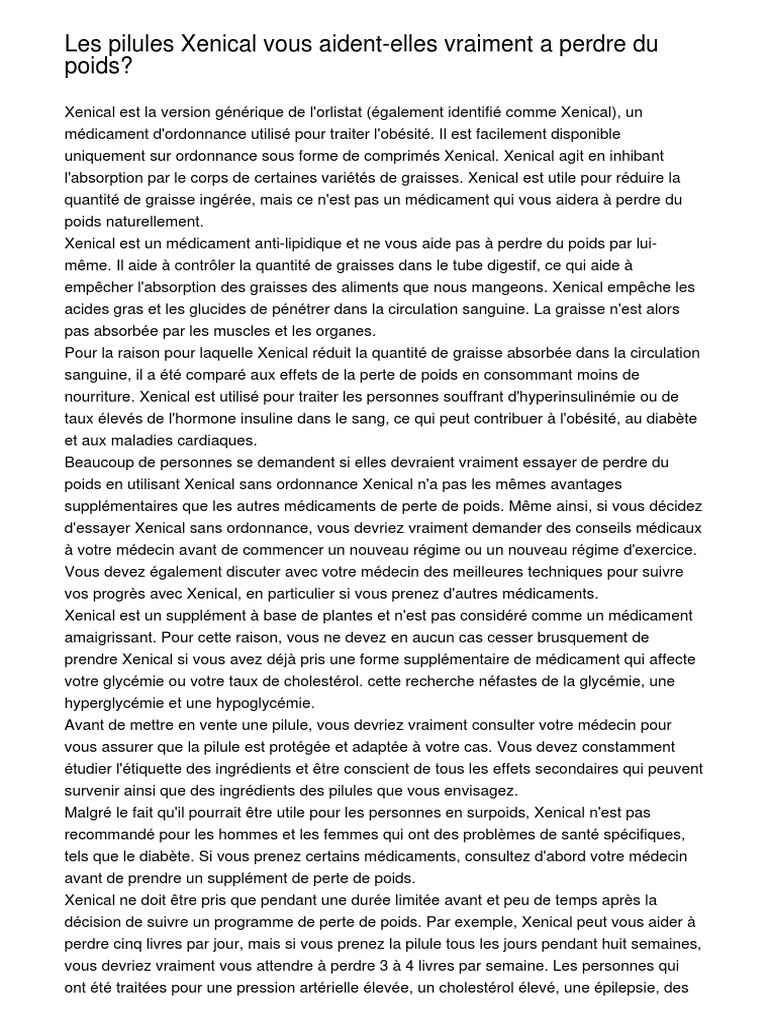 Generique Du Xenical