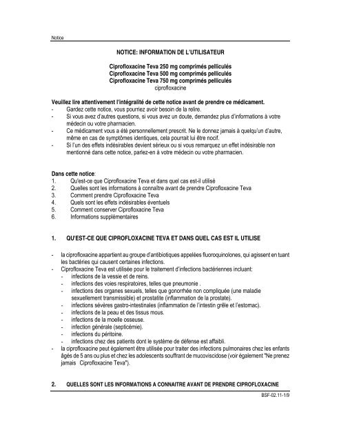 Cipro 250 mg comprimé