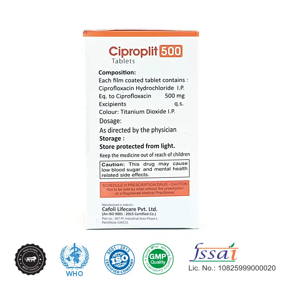 Ciprofloxacin 500mg & ornidazole 500 mg