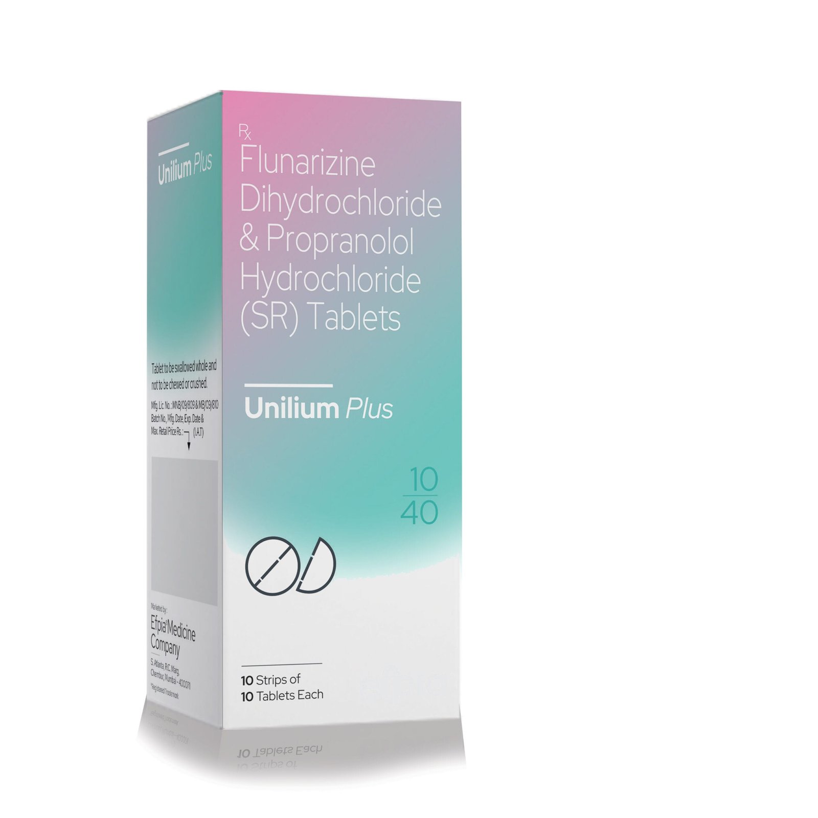 Propranolol 40 mgflunarizine 10 mg